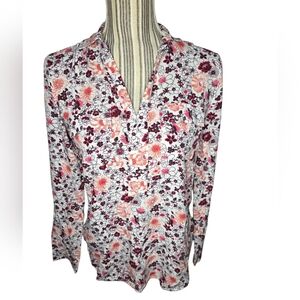 Ann Taylor Women' Floral Print Blouse - Red and White Size XS